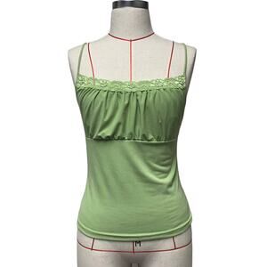 Vintage Byerwear Womens Size L Green Lace Trim Tank